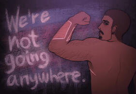 Colored half body + partial/simplified background